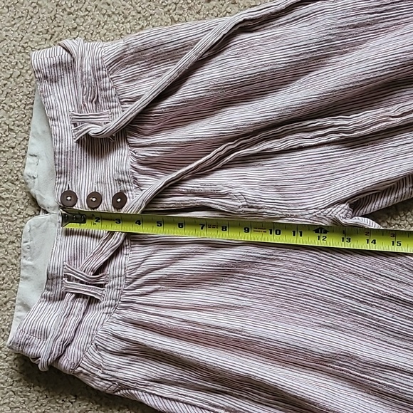Free People orange and white stripe pant. Cute button detail and belt. - Picture 9 of 9